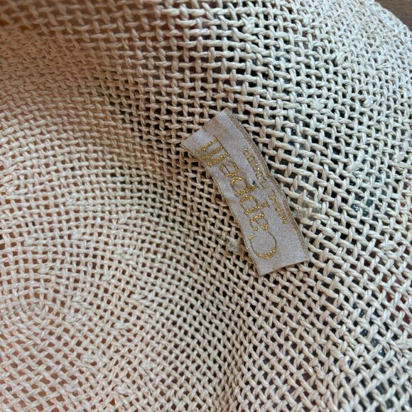 VTG Cappelli Florida Woven Straw Sun Hat Floral Ribbon Classic Cottage - Picture 7 of 11